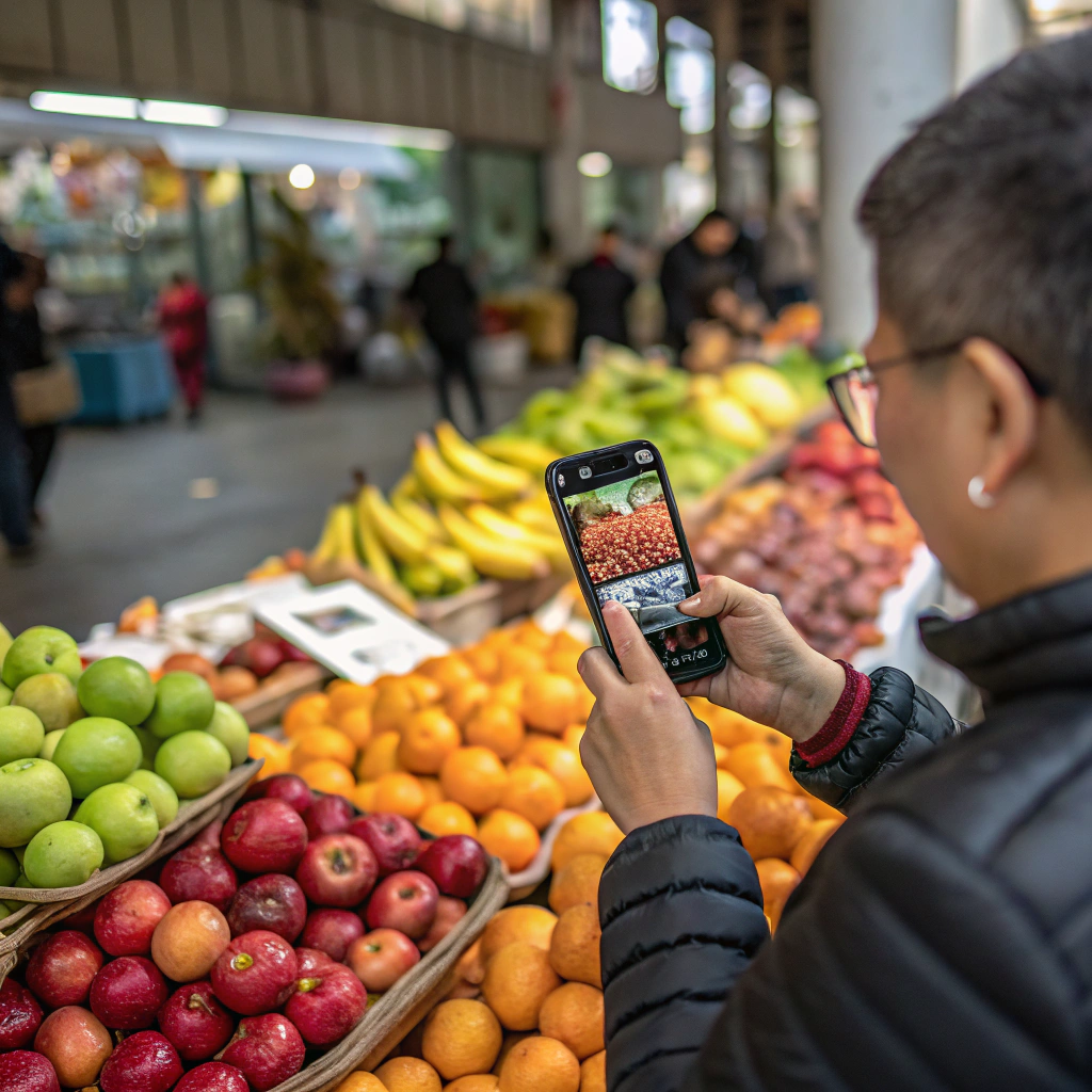 Person shopping for fresh fruits